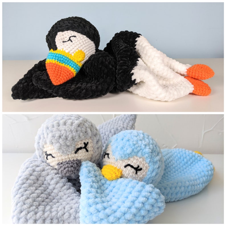 PATTERN ONLY, BABY Comforter bundle, crochet lovey, crochet sheep pattern, amigurumi lovey pattern penguin comforter pattern puffin patter image 1