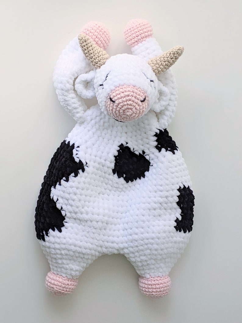 PATTERN ONLY, SLEEPY Cow Comforter, crochet cow, crochet pattern, amigurumi comfroter pattern, amigurumi lovey, baby gift, crochet lovey image 9