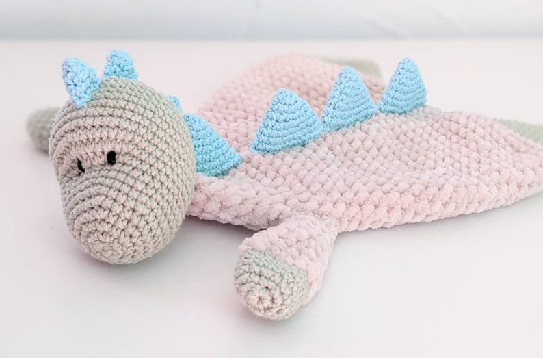 PATTERN ONLY, CUDDLY Dinosaur Comforter, crochet lovey, crochet dinosaur pattern, amigurumi pattern, dinosaur comforter pattern snuggler image 4