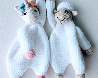 Crochet Sheep & Unicorn Comforter Pattern: Amigurumi Lovey (PDF Pattern)