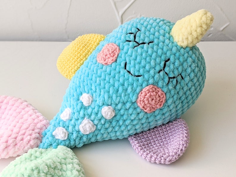 PATTERN ONLY, Narwhal Comforter, crochet narwhal, crochet pattern, amigurumi comfroter pattern, amigurumi lovey, crochet lovey pattern image 2