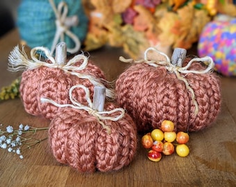 Three Little Pumpkins Crochet Pattern: Super Chunky Yarn (PDF Pattern)