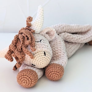 PATTERN ONLY, SLEEPY Cow Comforter, crochet cow, crochet pattern, amigurumi comfroter pattern, amigurumi lovey, baby gift, crochet lovey image 2