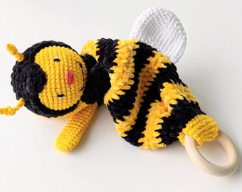Crochet Bee Comforter Pattern, Amigurumi Teether Lovey (PDF Pattern)