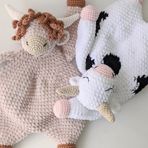 PATTERN ONLY, SLEEPY Cow Comforter, crochet cow, crochet pattern, amigurumi comfroter pattern, amigurumi lovey, baby gift, crochet lovey image 10