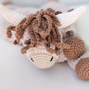 PATTERN ONLY, SLEEPY Cow Comforter, crochet cow, crochet pattern, amigurumi comfroter pattern, amigurumi lovey, baby gift, crochet lovey image 4