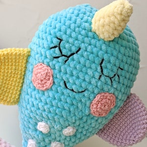 PATTERN ONLY, Narwhal Comforter, crochet narwhal, crochet pattern, amigurumi comfroter pattern, amigurumi lovey, crochet lovey pattern image 5