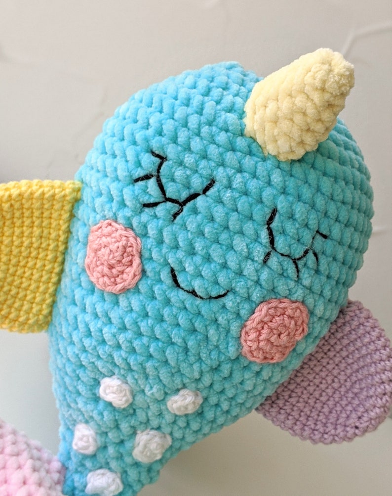 PATTERN ONLY, Narwhal Comforter, crochet narwhal, crochet pattern, amigurumi comfroter pattern, amigurumi lovey, crochet lovey pattern image 5