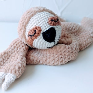 PATTERN ONLY, Sloth Comforter, crochet sloth, crochet pattern, amigurumi comfroter pattern, amigurumi lovey, crochet lovey pattern image 1