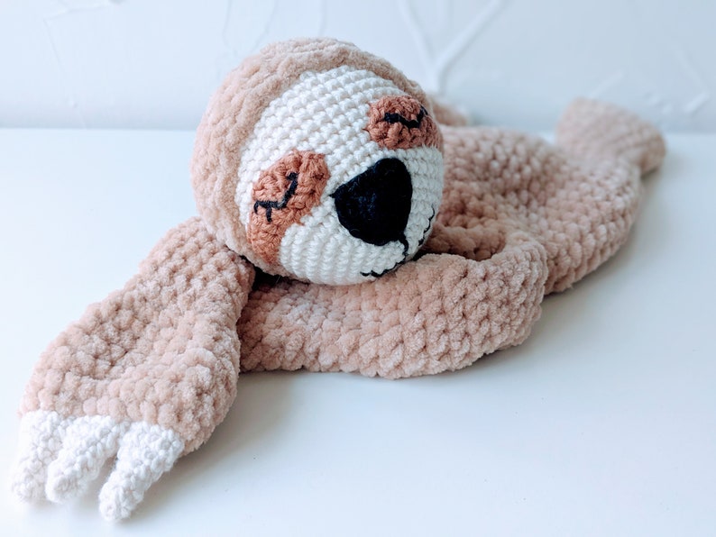 PATTERN ONLY, Sloth Comforter, crochet sloth, crochet pattern, amigurumi comfroter pattern, amigurumi lovey, crochet lovey pattern image 1