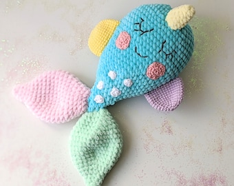 PATTERN ONLY, Narwhal Comforter, crochet narwhal, crochet pattern, amigurumi comfroter pattern, amigurumi lovey, crochet lovey pattern