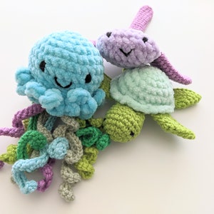 Sea Creatures Crochet Pattern: Jellyfish, Stingray, Turtle Amigurumi (PDF Pattern)