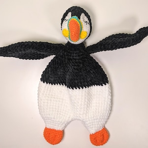 PATTERN ONLY, BABY Puffin Comforter, crochet puffin, crochet pattern, amigurumi comforter pattern, amigurumi lovey, crochet lovey snuggler image 9