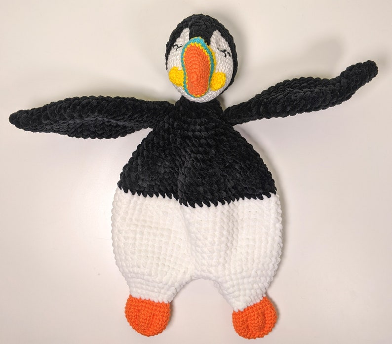 PATTERN ONLY, BABY Puffin Comforter, crochet puffin, crochet pattern, amigurumi comforter pattern, amigurumi lovey, crochet lovey snuggler image 9