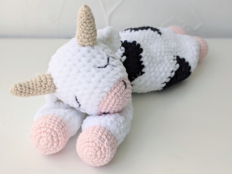 PATTERN ONLY, SLEEPY Cow Comforter, crochet cow, crochet pattern, amigurumi comfroter pattern, amigurumi lovey, baby gift, crochet lovey image 7