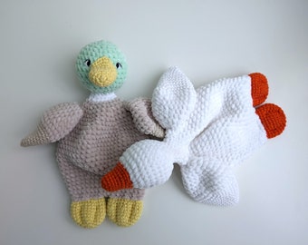 PATTERN ONLY, Duck and Goose Comforter, crochet duck, crochet goose pattern, amigurumi snuggler pattern, amigurumi, crochet lovey pattern