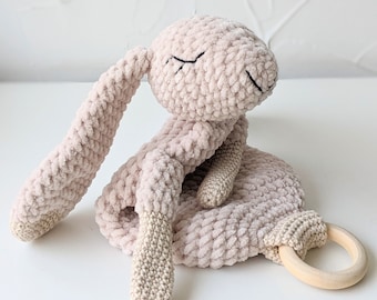 PATTERN ONLY, Bunny Comforter & Teether, crochet bunny, crochet pattern, amigurumi comfroter pattern, amigurumi lovey, crochet teether