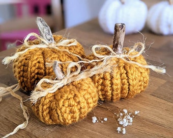 Crochet Pumpkin: Golden Yellow Yarn, Rustic Fall Decor