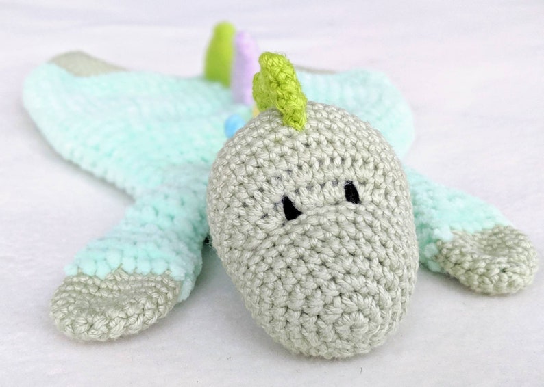 PATTERN ONLY, CUDDLY Dinosaur Comforter, crochet lovey, crochet dinosaur pattern, amigurumi pattern, dinosaur comforter pattern snuggler image 8