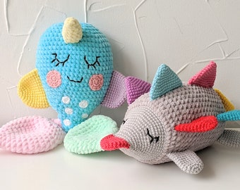 PATTERN ONLY, Sensory bundle: Narwhal and Hedgehog sensory toy pattern, crochet narwhal pattern, amigurumi hedgehog pattern, crochet pattern