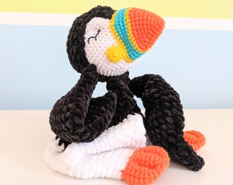 PATTERN ONLY, *BABY* Puffin Comforter, crochet puffin, crochet pattern, amigurumi comfroter pattern, amigurumi lovey, crochet lovey pattern