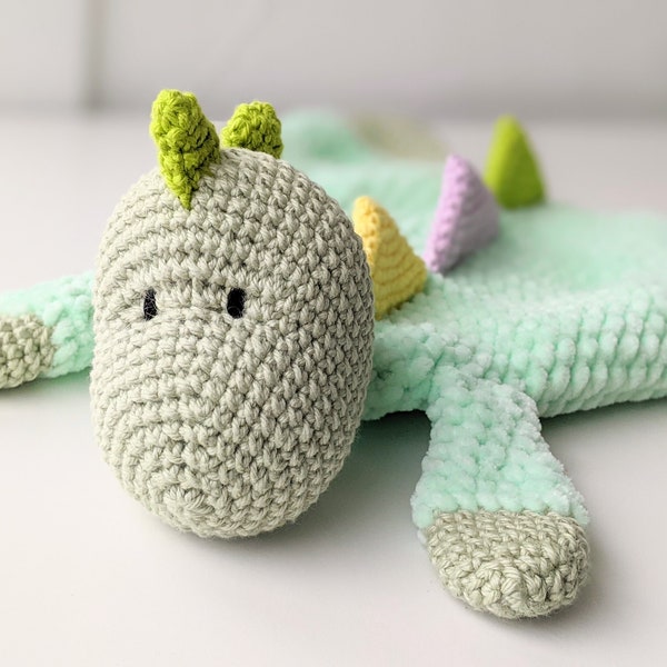 MOTIF SEULEMENT, couette dinosaure * câlin *, lovey au crochet, motif dinosaure au crochet, motif amigurumi, douillette motif dinosaure