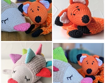Crochet Fox Comforter & Hedgehog Toy Pattern Bundle (PDF Pattern)