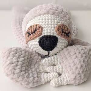 PATTERN ONLY, Sloth Comforter, crochet sloth, crochet pattern, amigurumi comfroter pattern, amigurumi lovey, crochet lovey pattern image 7