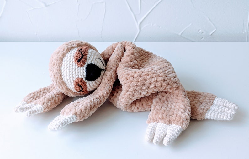 PATTERN ONLY, Sloth Comforter, crochet sloth, crochet pattern, amigurumi comfroter pattern, amigurumi lovey, crochet lovey pattern image 3