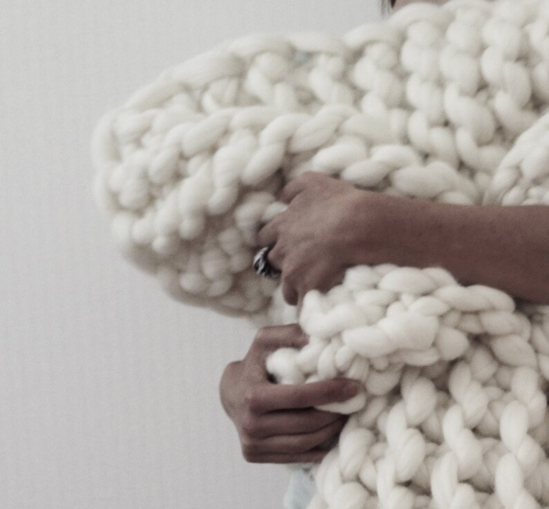 Chunky Knit Blanket Merino Wool blanket 5070 Etsy