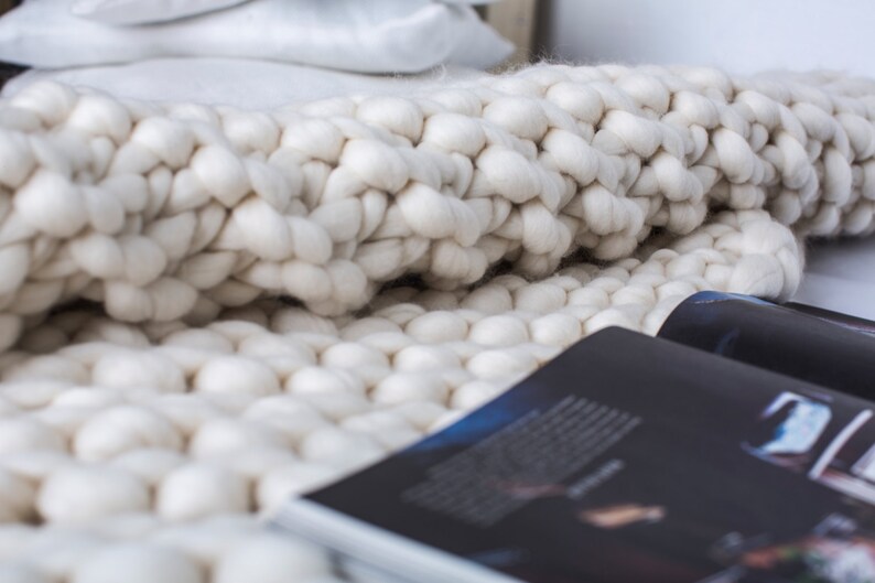 Chunky Knit Blanket Merino Hand Knit Merino Wool blanket Etsy