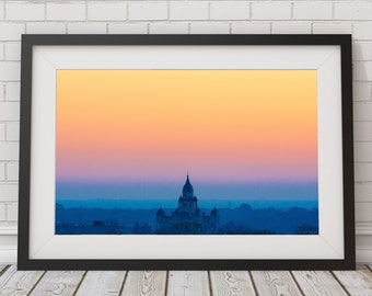 Fine Art Print of Denton County Courthouse-on-the-Square at Sunrise | Texas, UNT, North Texas, Morning, Colorful, Photography, Vivid, Beauty