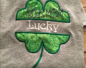 Split Shamrock St. Patty's Day Applique Camisa