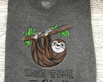 Take Time to Chill Sloth Embroidered Youth Shirt