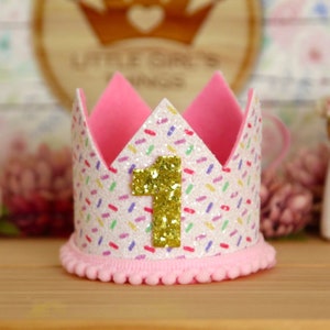 Sprinkles First Birthday Crown: Glitter Leatherette Cake Smash Outfit