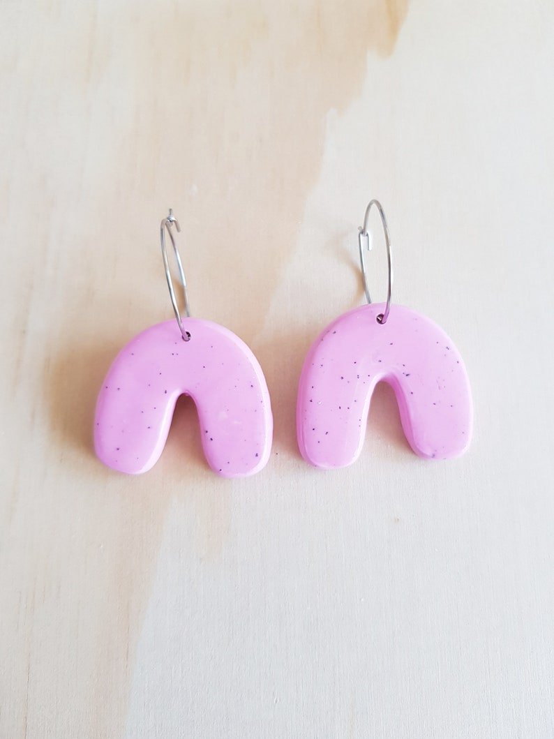Cement Ceramic Statement Earrings Stainless Steel Hoop Earring Coloured Cement Earrings Blue Bend Shape Cement Earrings