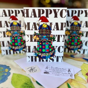 Bijgewerkt en verfraaid CEL-E-BRATE (Daleck The Halls-kaart) (5 x 7-wenskaart met envelop) (gratis verzending in de VS!)