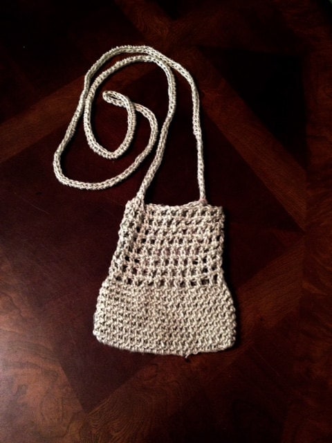 Hemp Cell Phone Bag, Crocheted Cell Phone Pouch, Cross-body Natural ...