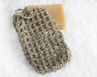 Ten Crocheted Hemp Soap Savers, Set of 10 Natural Hemp Soap Bags, Soap Pouches, Eco-friendly Soap Sacks, Exfoliating, Value Set