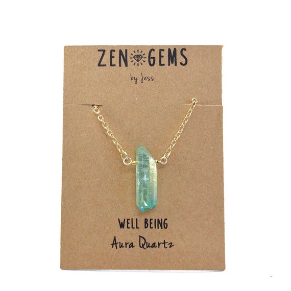 Smokey Aura Green Quartz Pendant Necklace