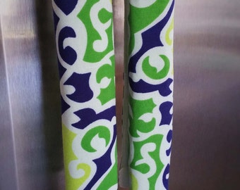 Geometric Arabesque Hand Printed Fabric Fridge Handle Decoration Set