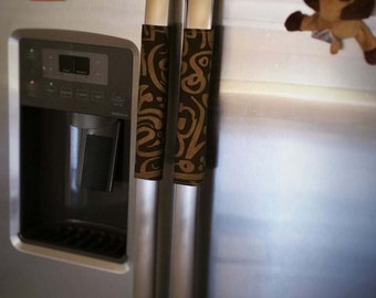 Arabic Calligraphy Hand Printed Fabric Fridge Handle Decoration Set