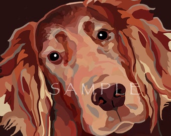 Irish Setter Dog Breed Art Pet Portrait Painting Signed Art Print cards