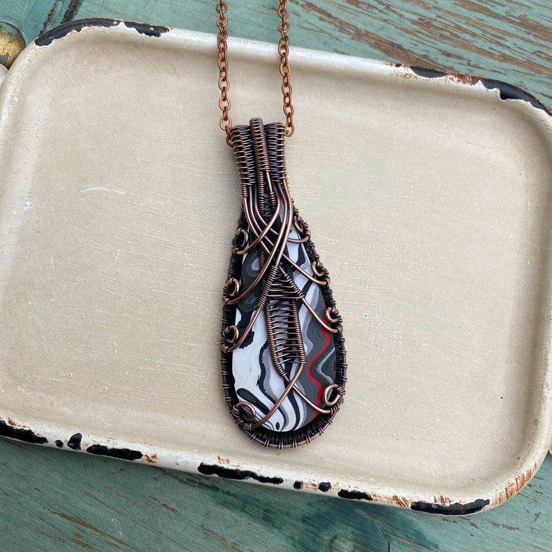 Fordite Wire Wrapped Necklace