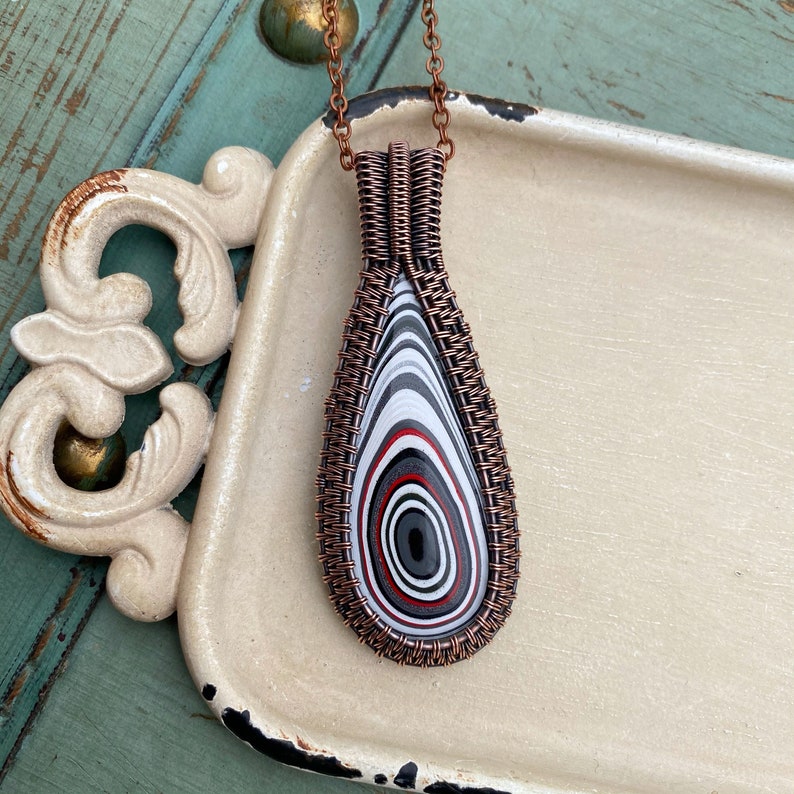 Fordite Wire Wrapped Necklace