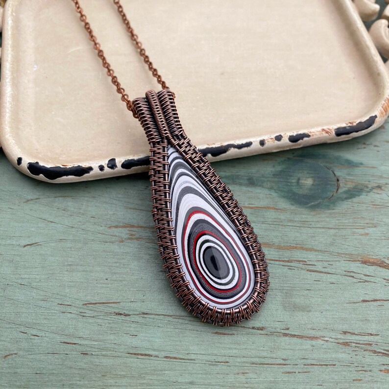 Fordite Wire Wrapped Necklace