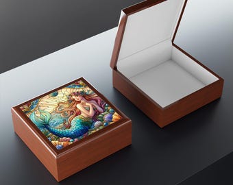 ミニチュアマーメイドジュエリーボックスオリジナルミックスメディア