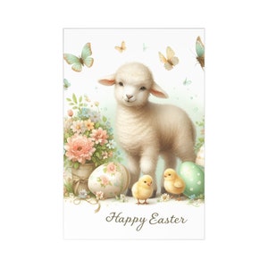 Biglietto di Pasqua con agnello e uova. Biglietto di auguri con agnello. Saluti e regalo per Pasqua. Decorazione per Pasqua. Cartoline (7 pz.)