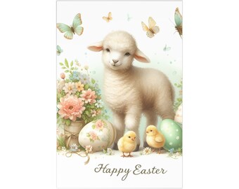 Lamm und Eier Osterkarten Set (7 Stück)