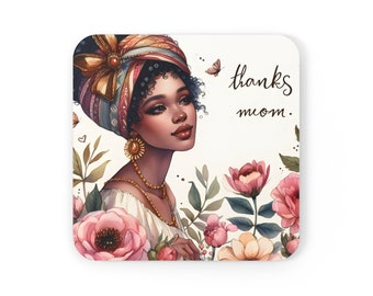 Coasters with flowers and a woman. Mother's Day Gift Placemats. Kitchen decor. A gift. Corkwood Coaster Set